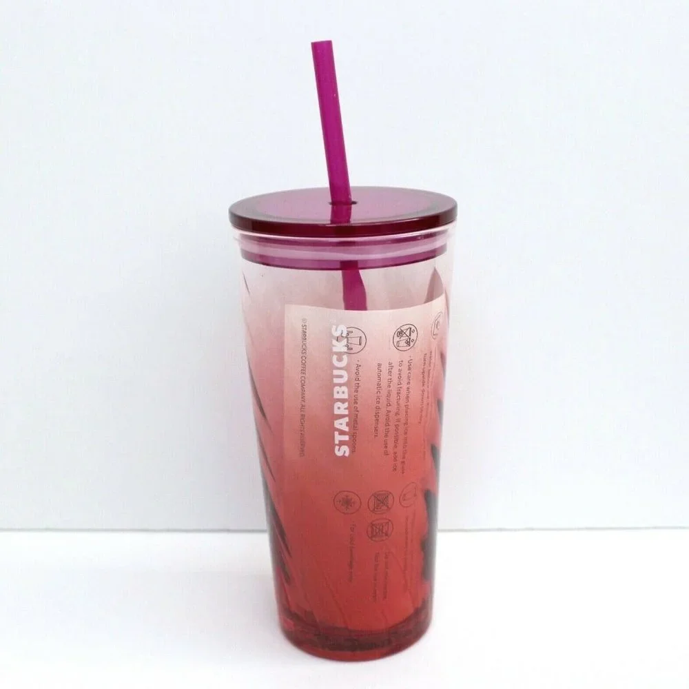 Starbucks 2021 Pink Ombre Swirl Glass Tumbler